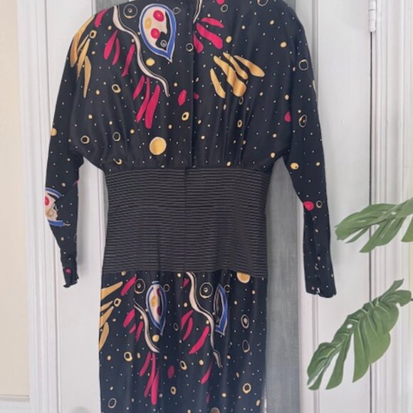 Ibe Vintage Silk Dress Celestial Moon Whimsigoth Artsy - Picture 6 of 10